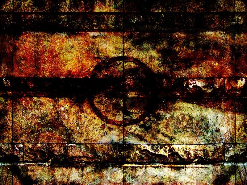 grungy wall with circular mark