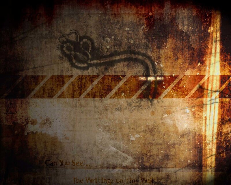 grungy wall with key and text