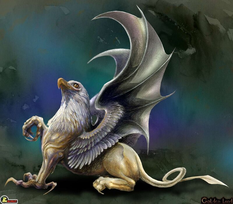 Gryphon with wings spread