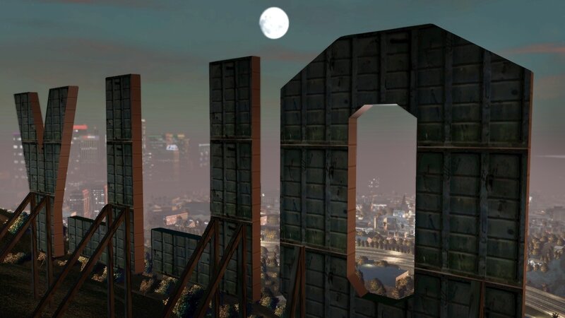 GTA V Los Santos sign at night