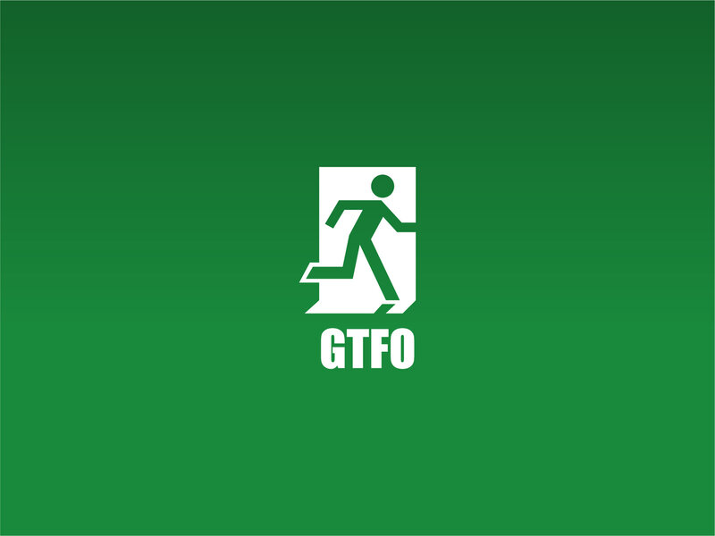 GTFO exit sign logo