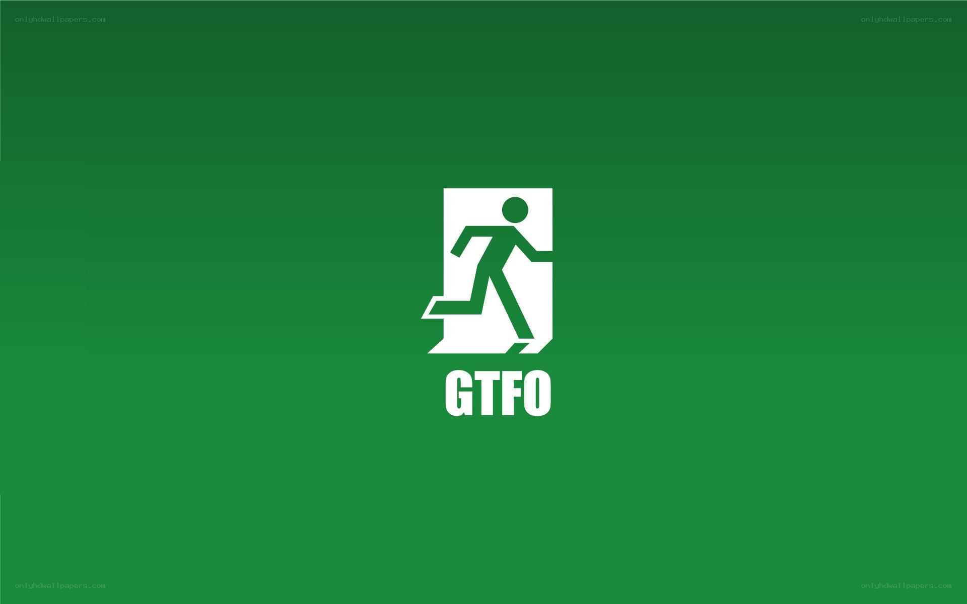 GTFO logo on green background