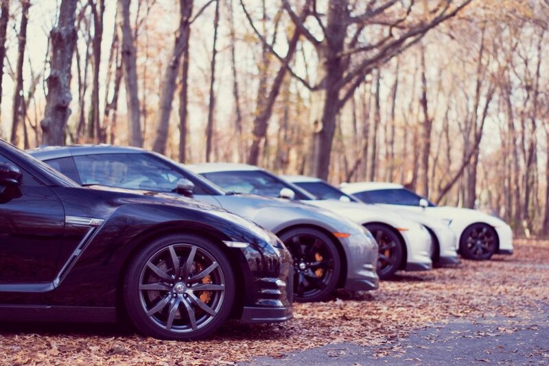 GTR cars in autumn forest