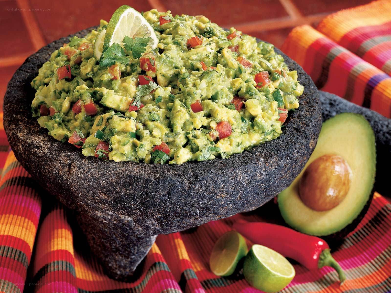Guacamole in a molcajete