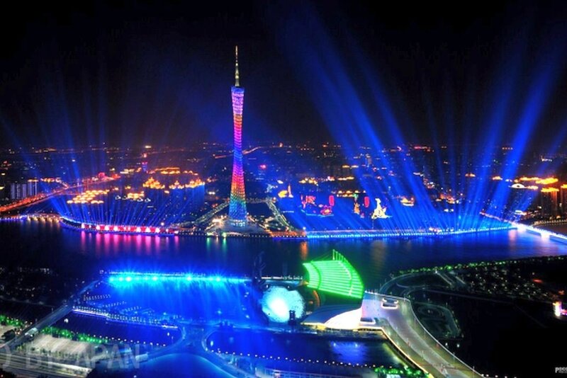 Guangzhou Tower at Night — Blue, Dramatic
