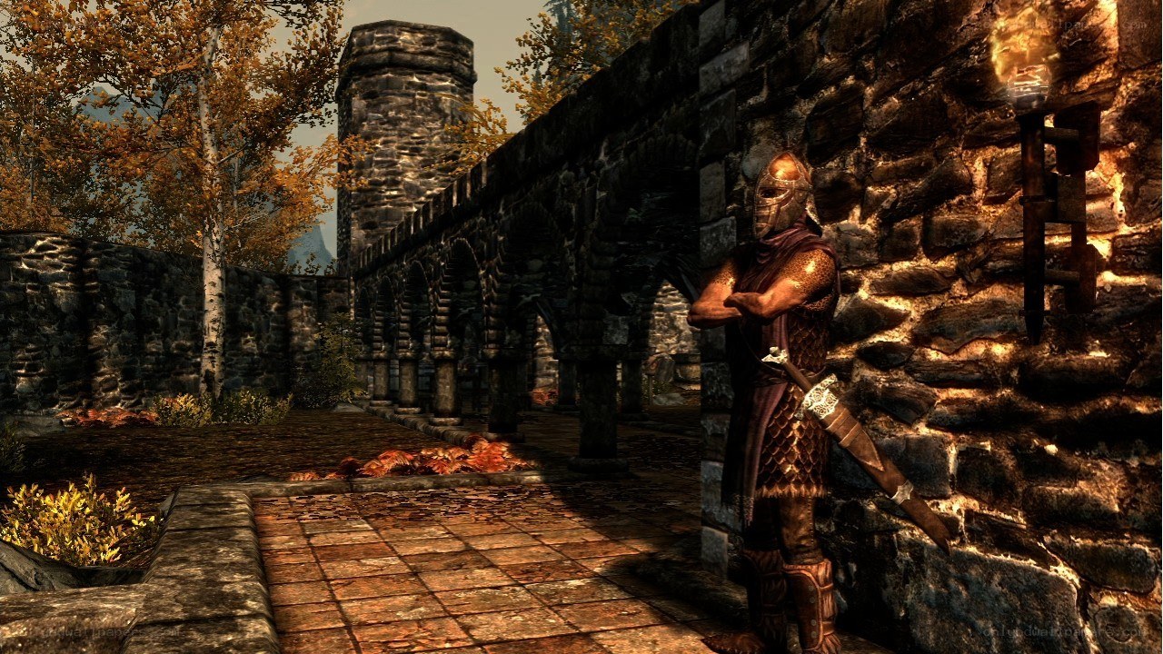 Guard in a stone courtyard