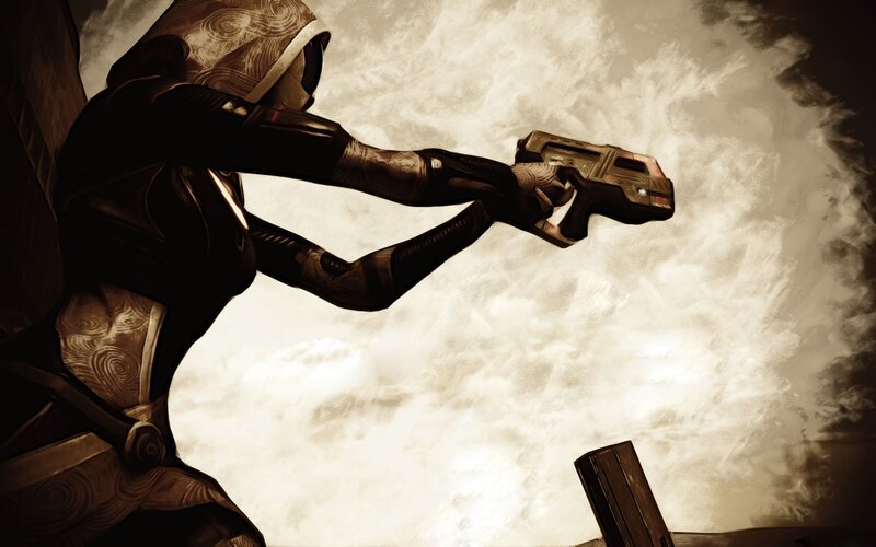 Guardian aiming a weapon