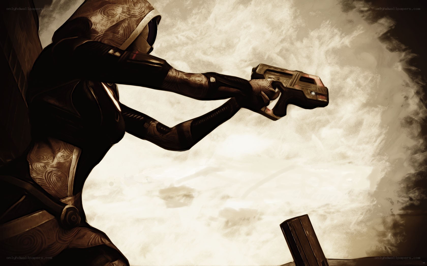 Guardian aiming a weapon