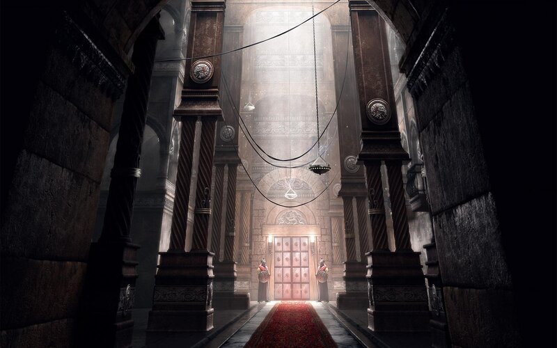 Guards at Ornate Door — Brown