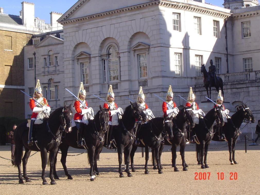 Guards on horseback in London