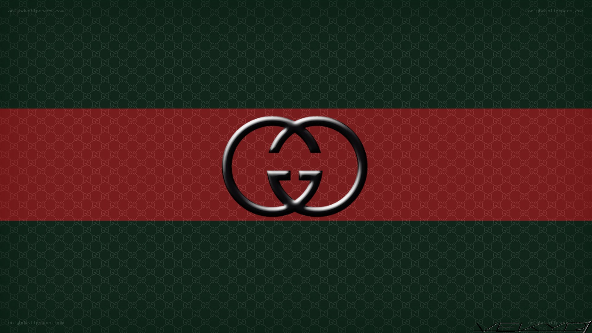 Gucci logo on patterned background
