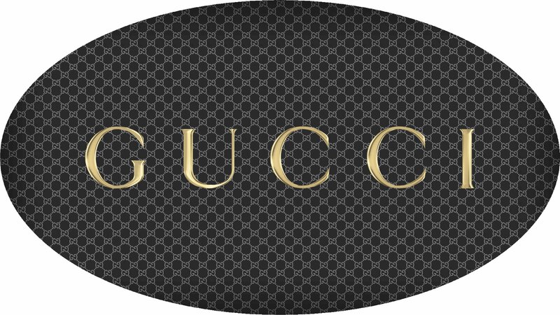 Gucci logo on patterned background