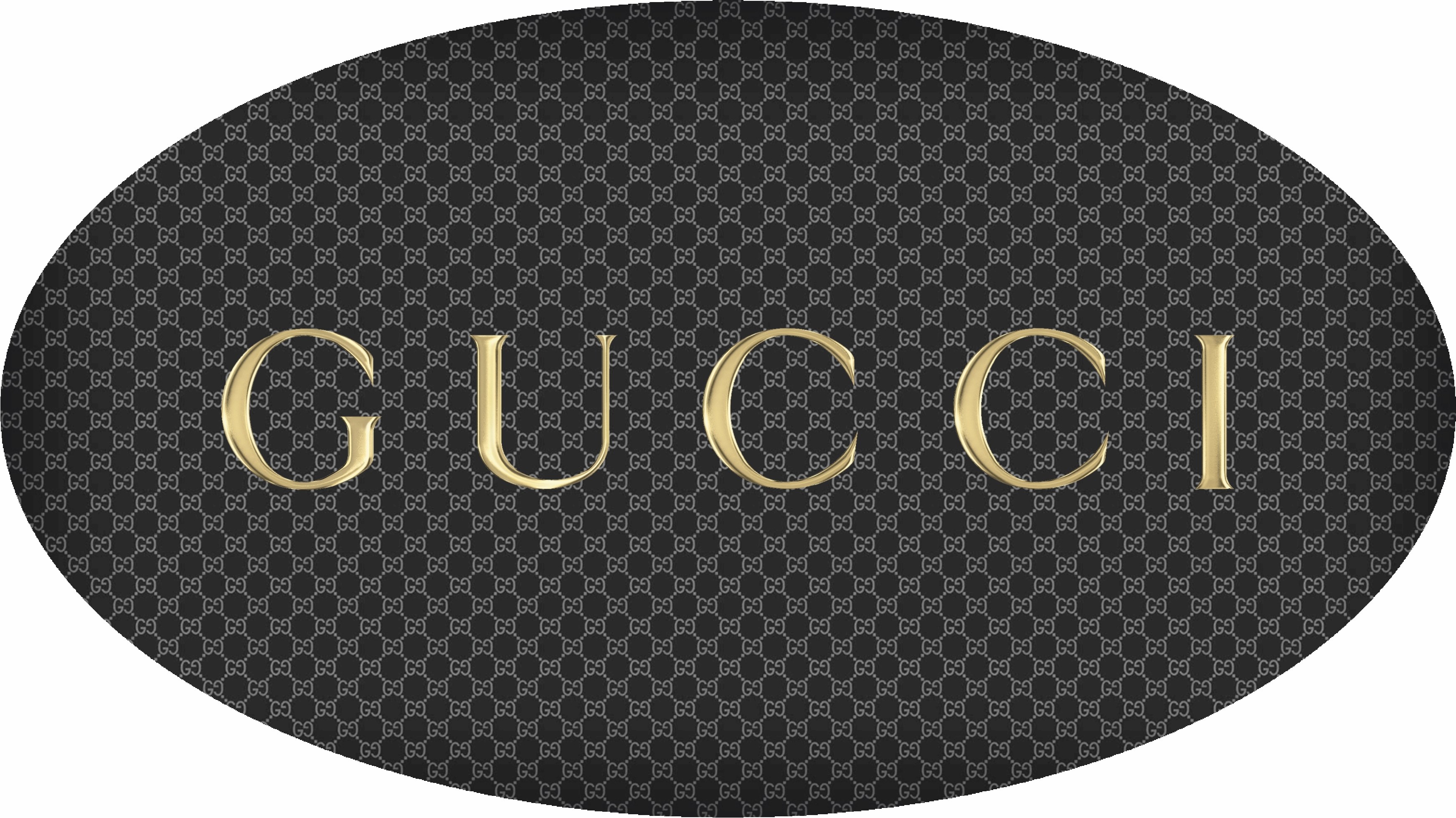 Gucci logo on patterned background
