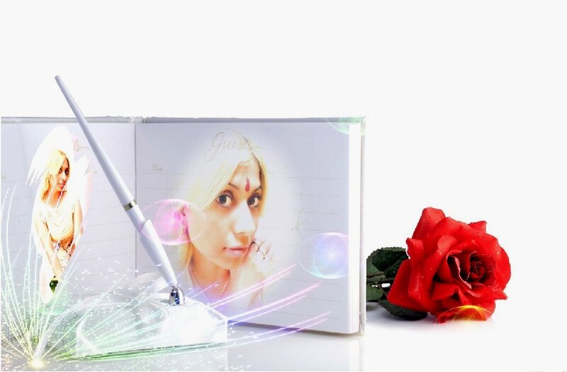 Guest Book with Pen and Rose