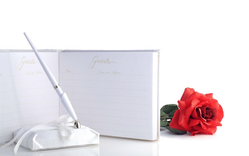 Guest Book with Pen — White