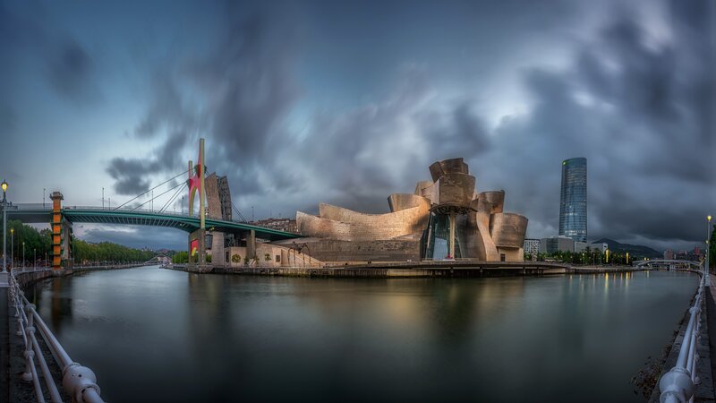 Guggenheim Museum Bilbao — Blue, Dramatic, Sunset