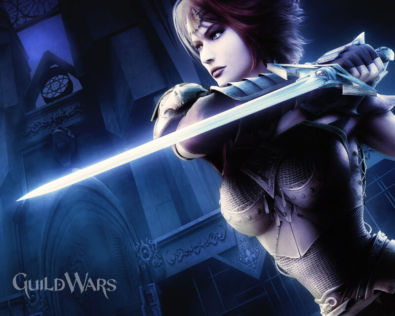 Guild Wars warrior with glowing sword