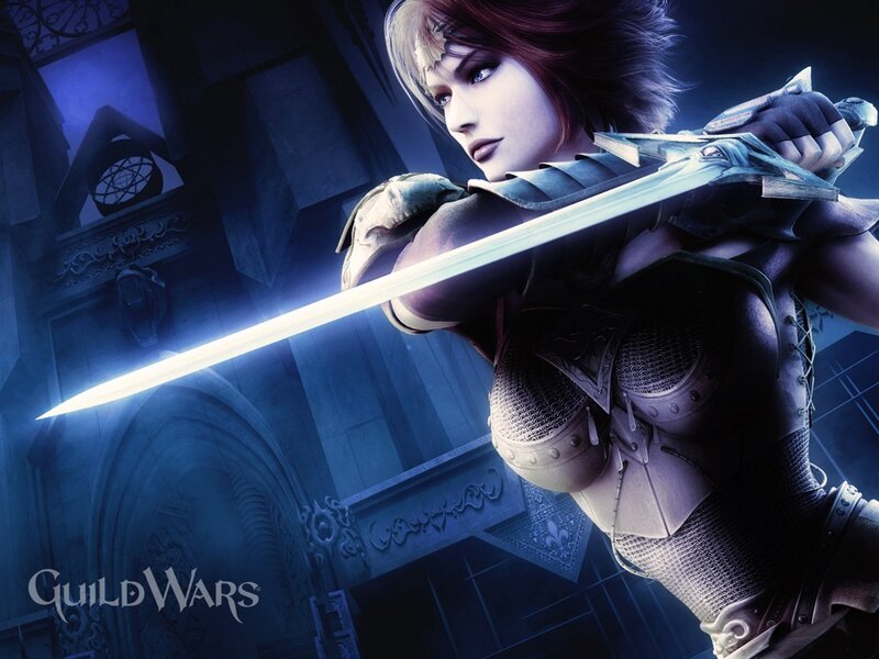 Guild Wars warrior with glowing sword