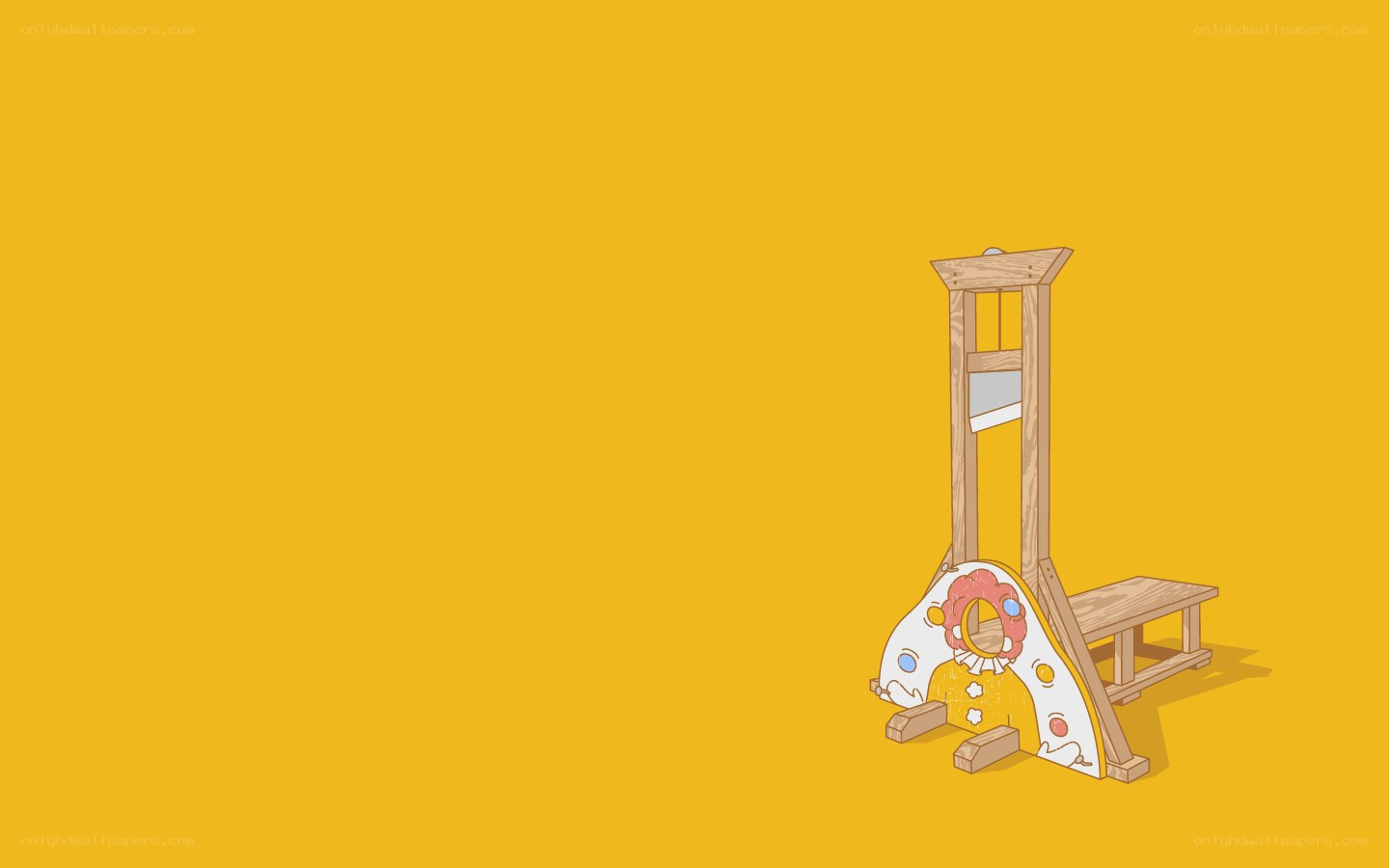 Guillotine with cartoon character