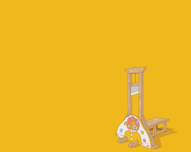 guillotine with clown figure