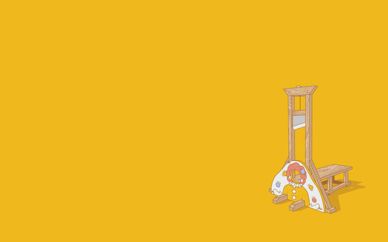 Guillotine with clown figure