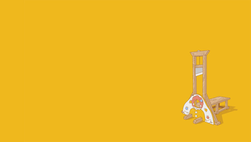 Guillotine with pizza head