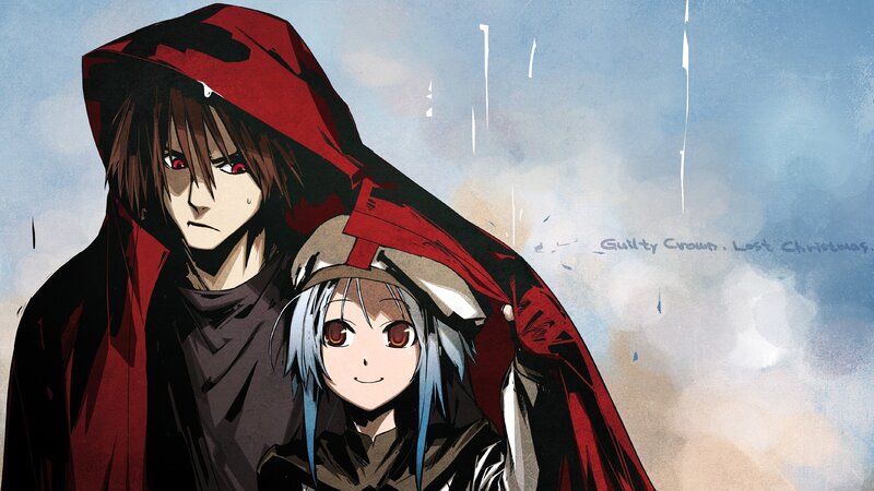 Guilty Crown characters in rain