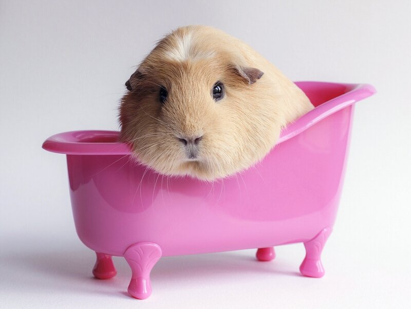 Guinea Pig in Bathtub — Pink