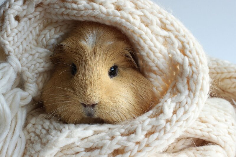 Guinea Pig in Blanket — White