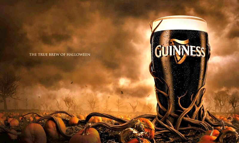 Guinness Beer in Pumpkin Field