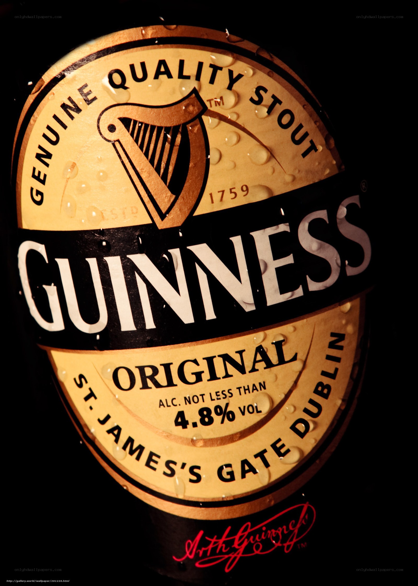Guinness beer label close-up
