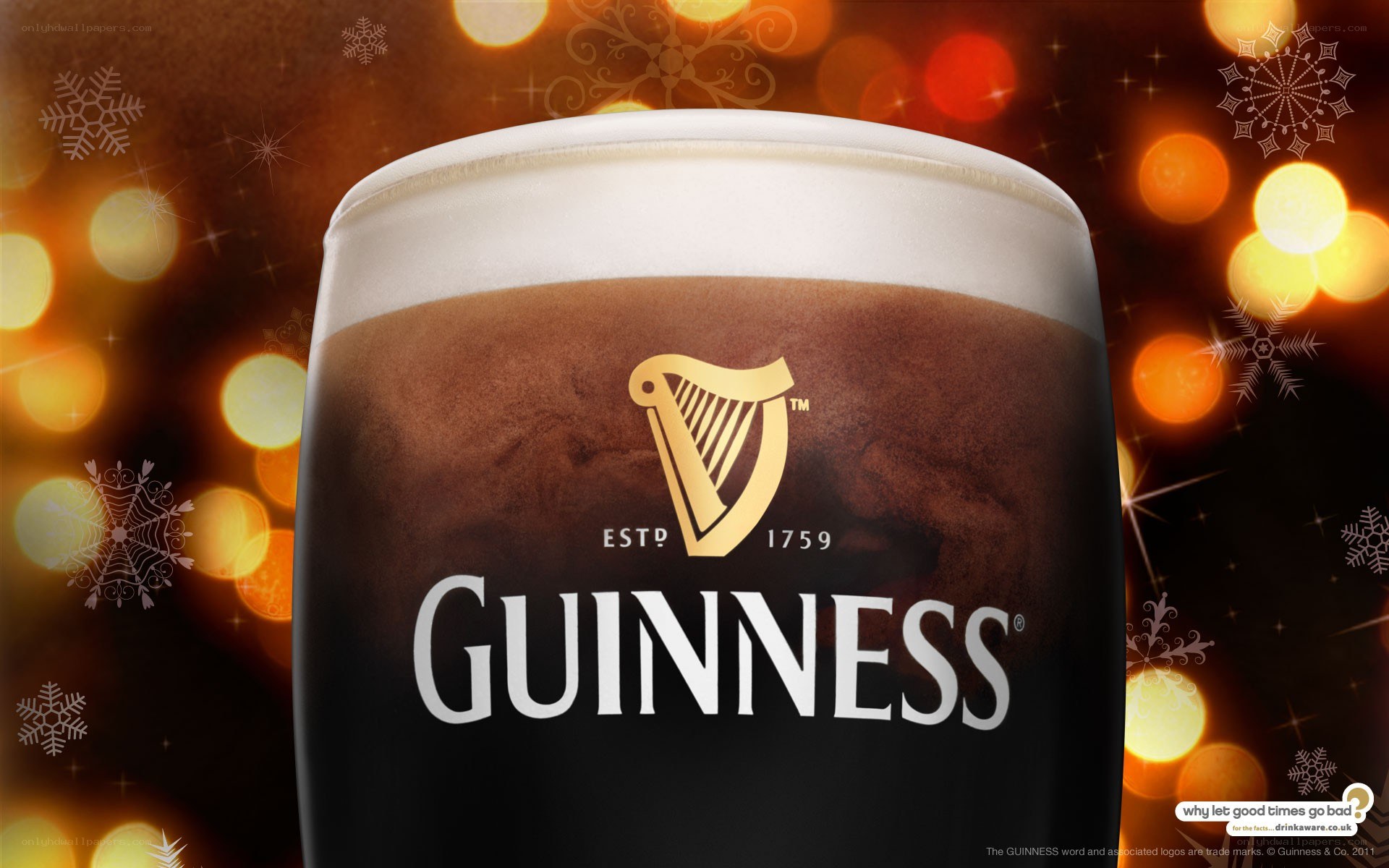 Guinness beer with festive background
