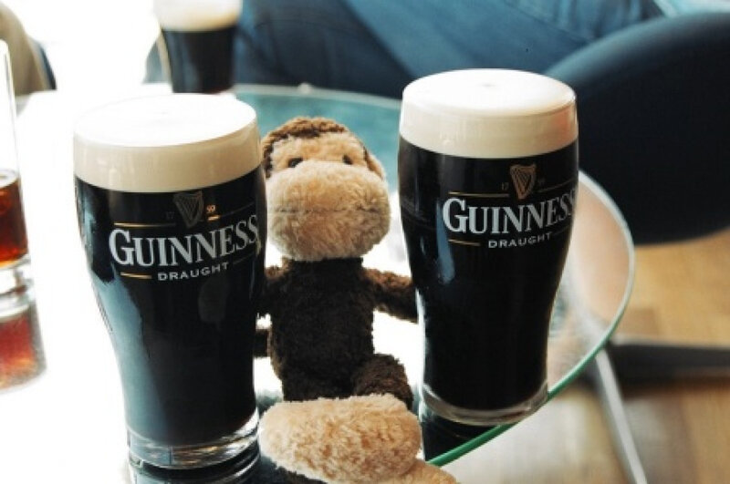 Guinness beers with a monkey