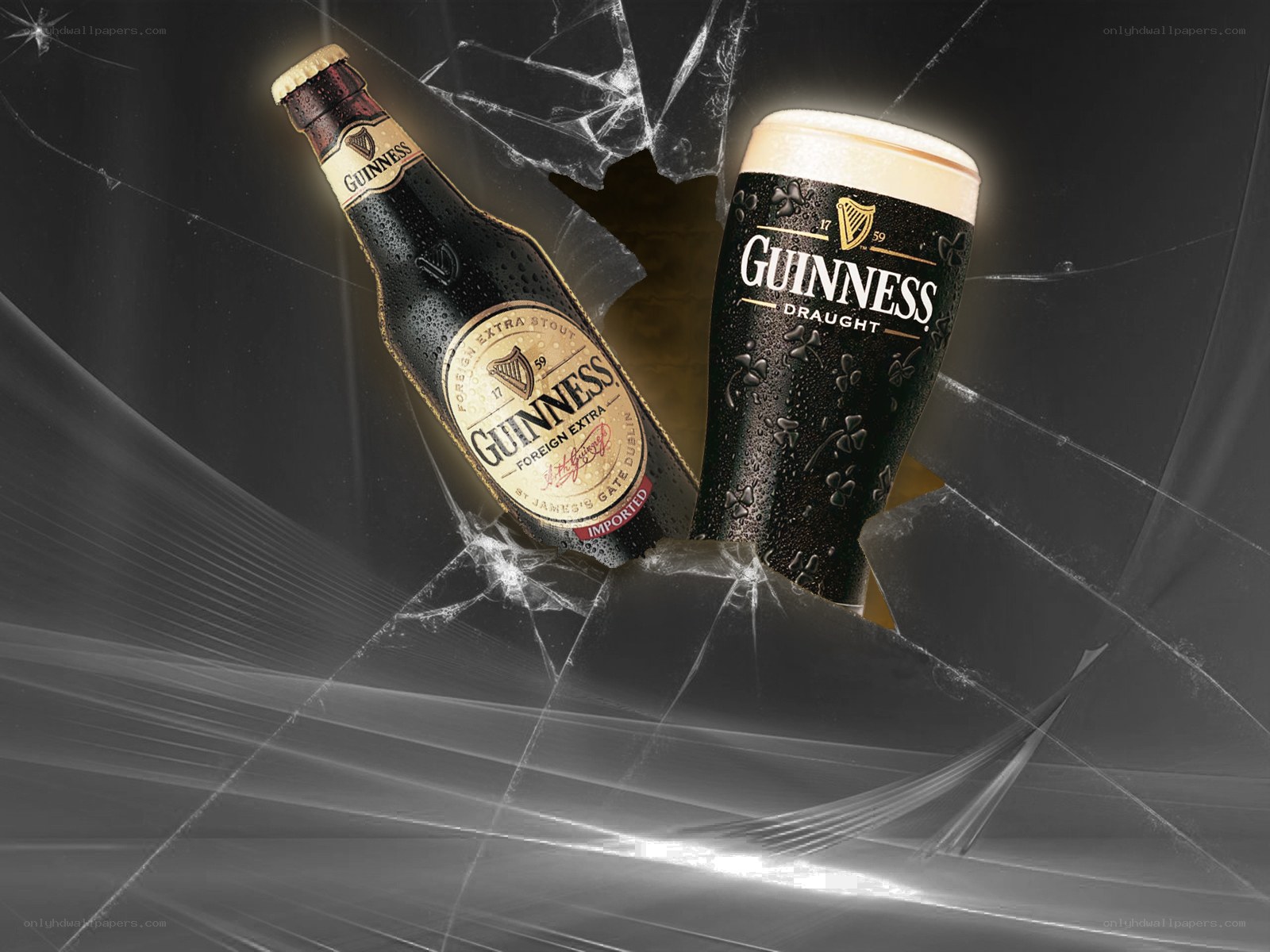 Guinness bottle and pint