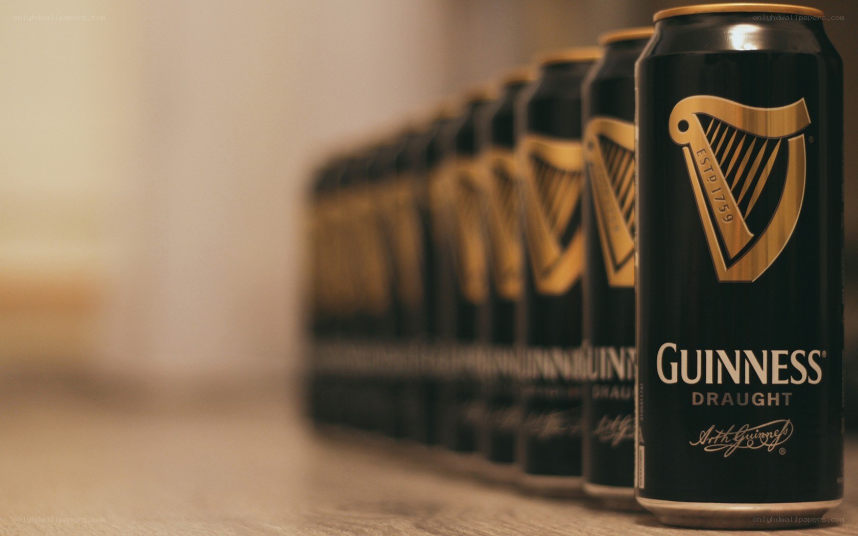 Guinness Draught cans in a row