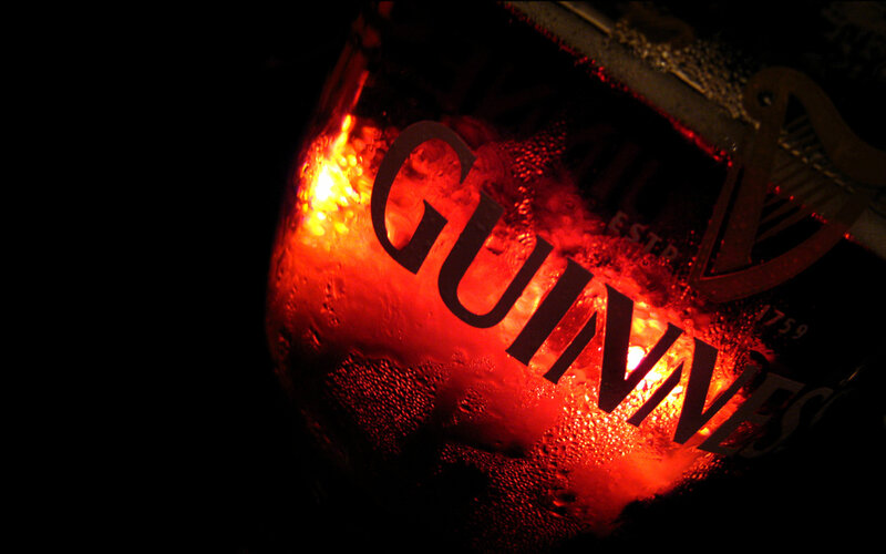 Guinness glass with condensation