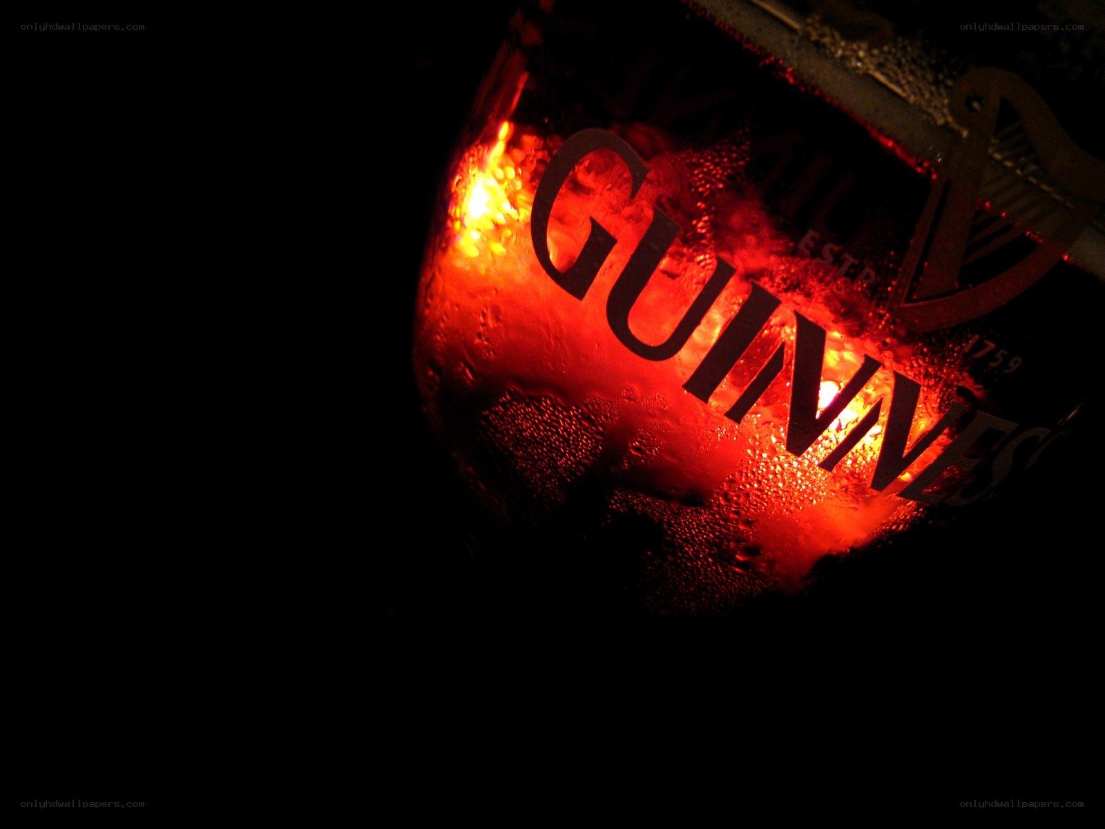 Guinness glass with condensation