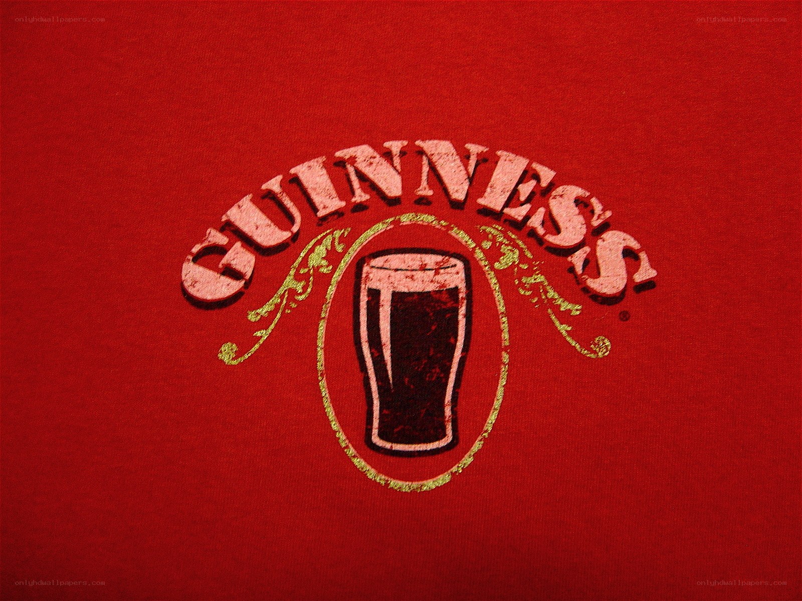 Guinness logo on red fabric