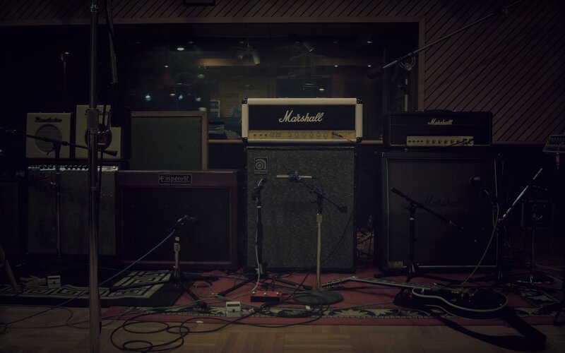 Guitar amplifiers in a studio