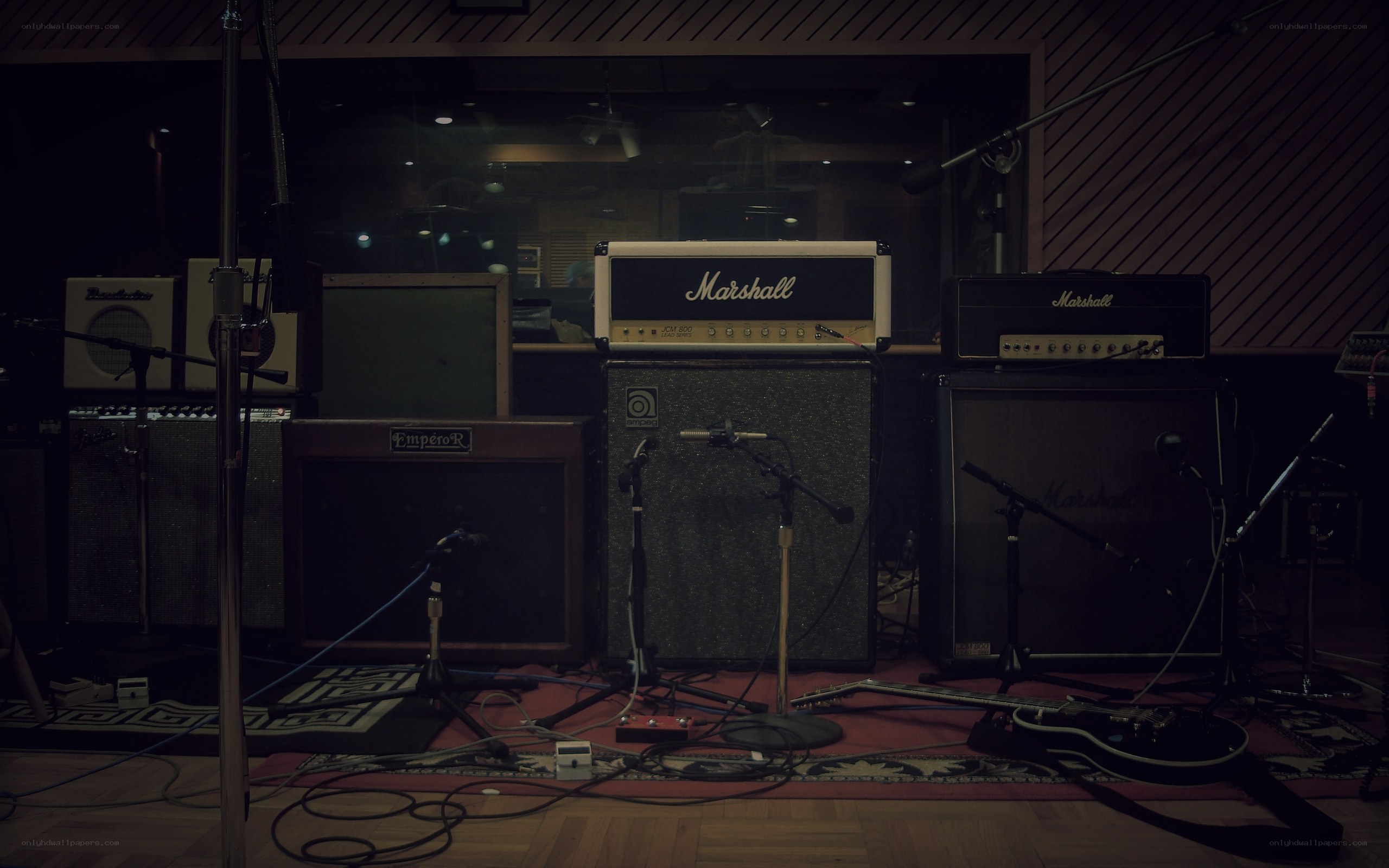 Guitar amplifiers in a studio