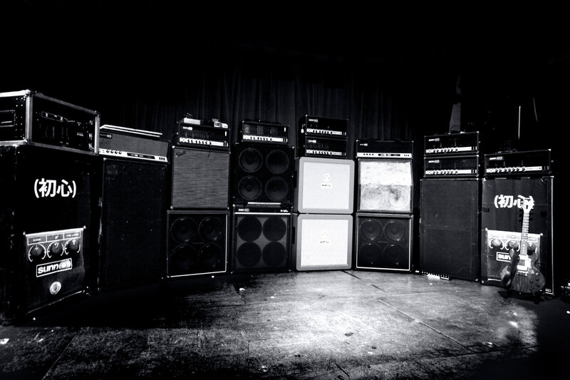 guitar amplifiers on stage
