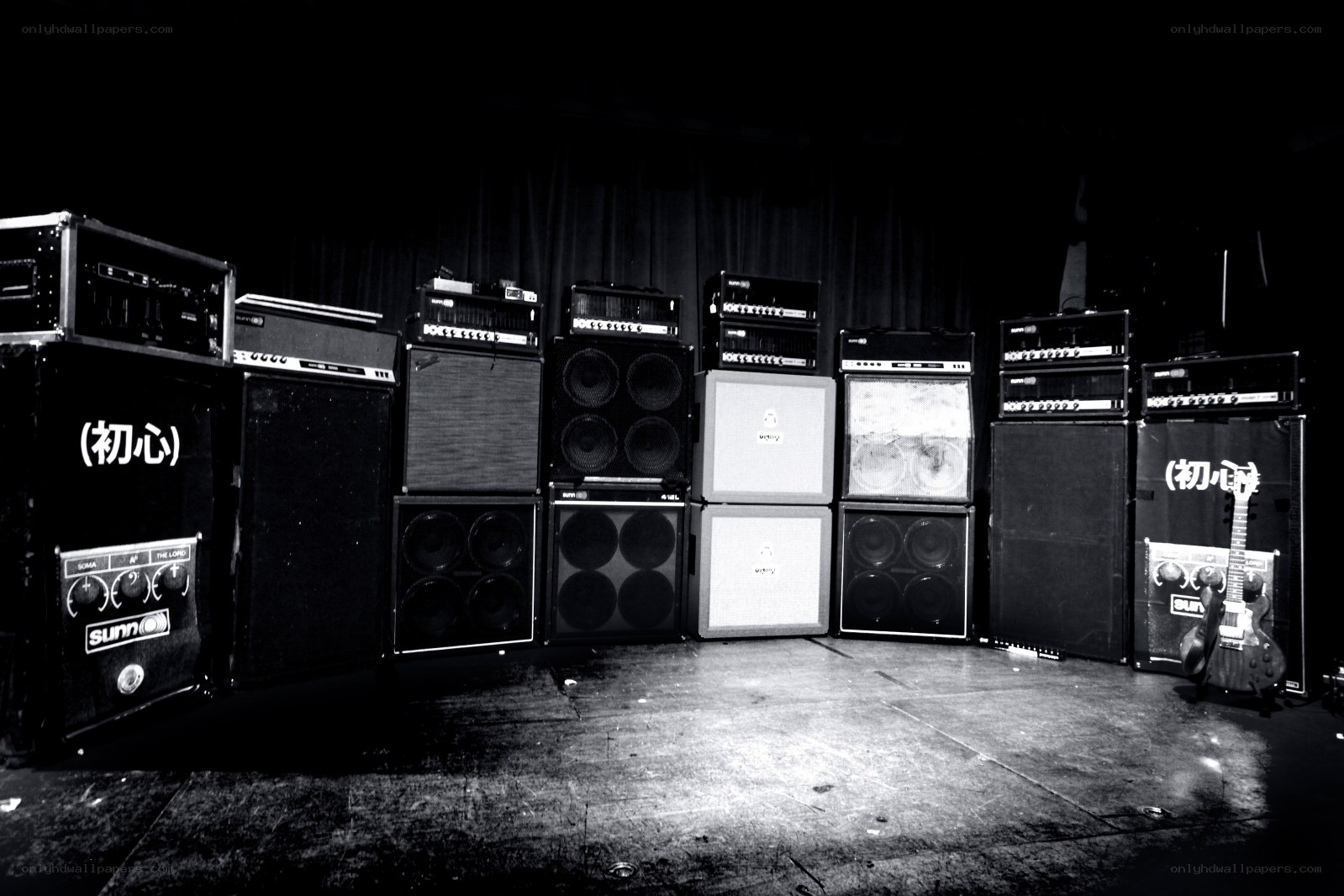guitar amplifiers on stage
