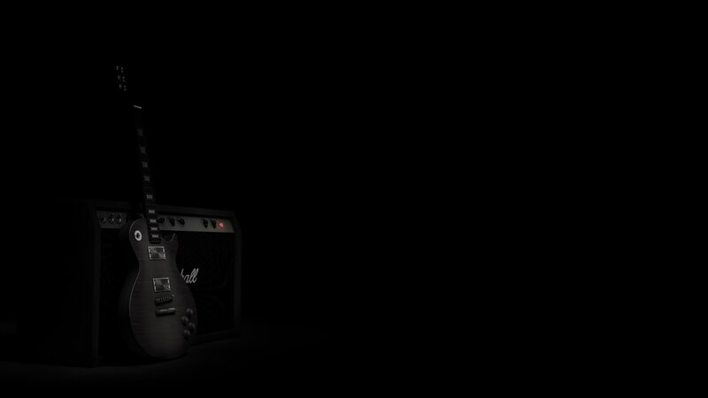 guitar and amplifier in darkness