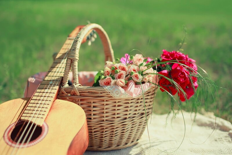 Guitar and Flower Basket