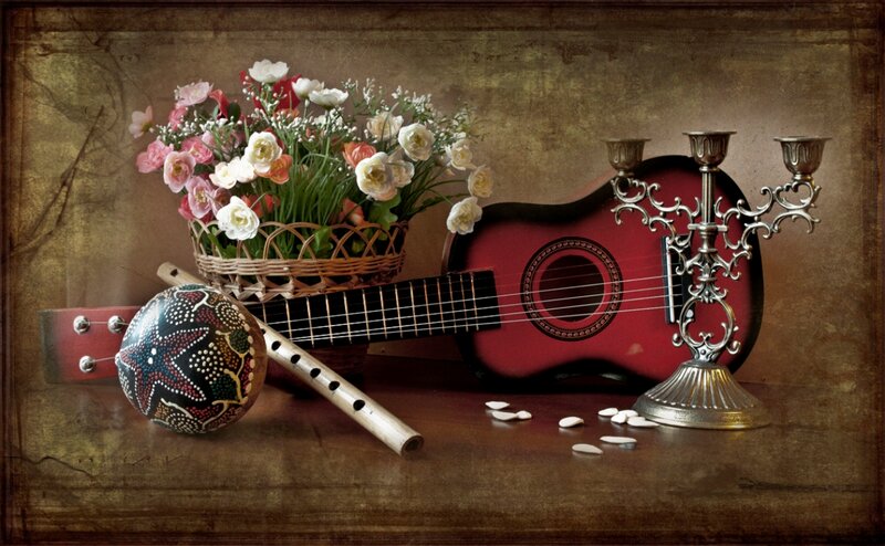 Guitar and Flowers