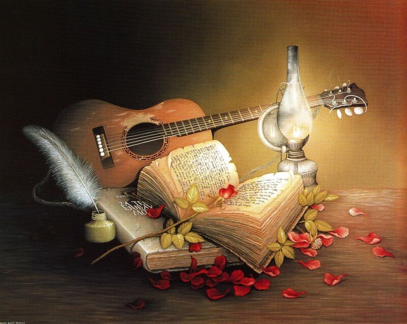Guitar and Open Book