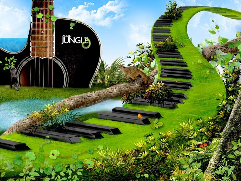 Guitar and piano in a jungle