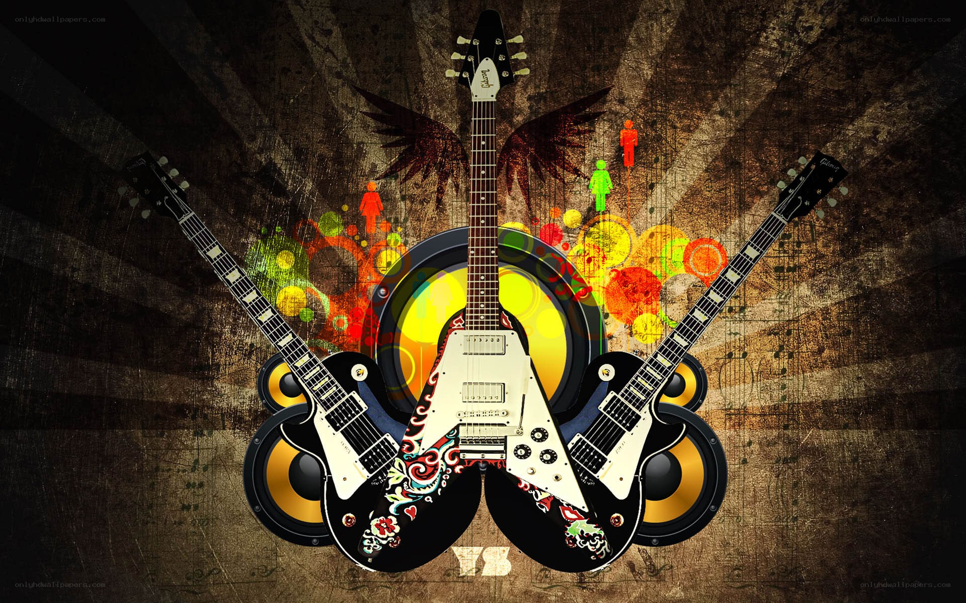 Guitar art with speakers