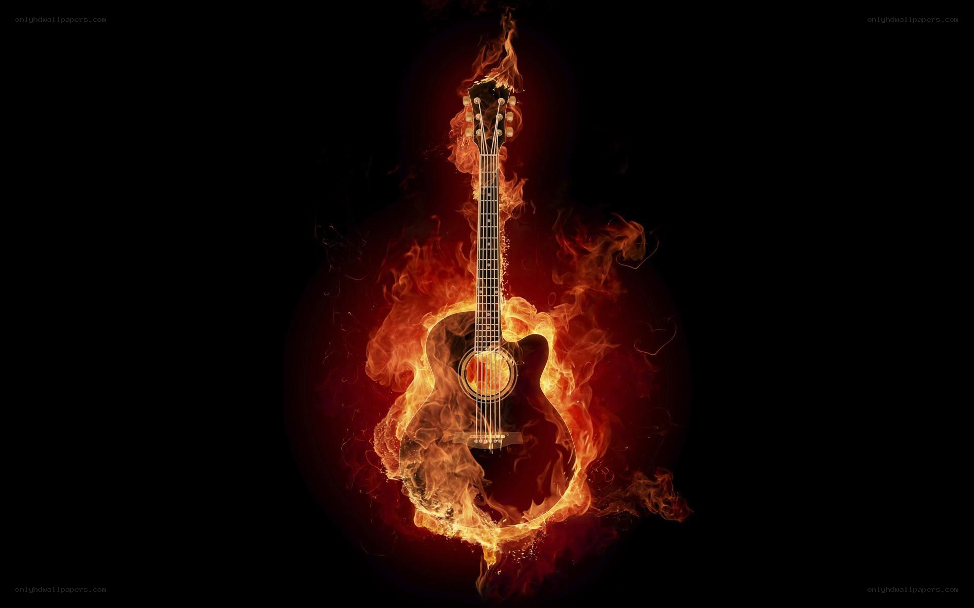 guitar engulfed in flames
