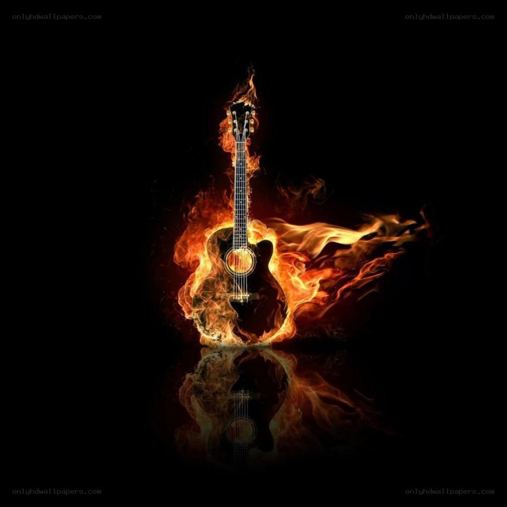 guitar engulfed in flames